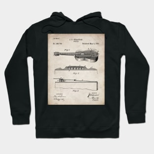 Acoustic Guitar Patent - Guitar Player Music Lover Art - Antique Hoodie